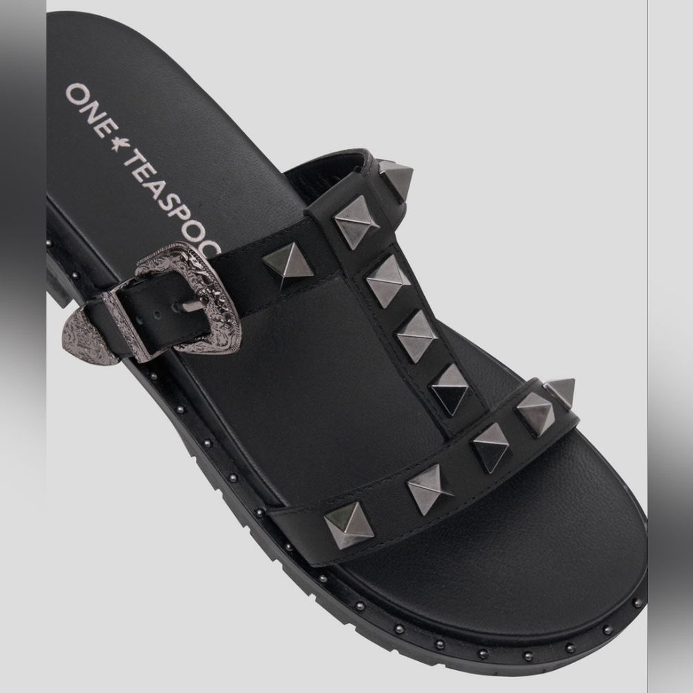 NIB ONE TEASPOON ELISE STUDDED SLIDE SANDAL, BLACK, SIZE 35
